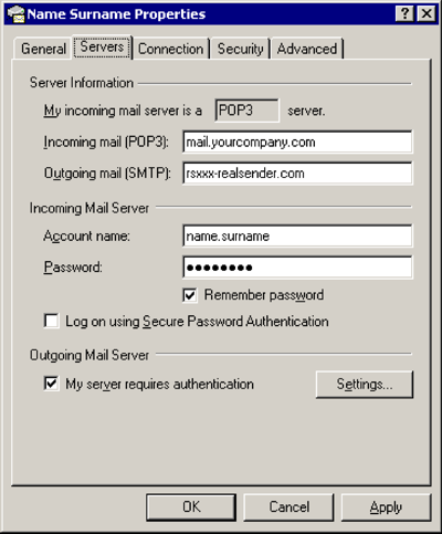 Outlook Express - 互联网帐户 - 邮件 - 属性