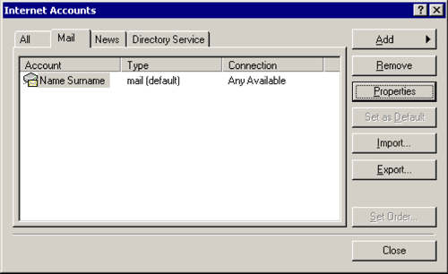 Outlook Express - 互联网帐户 - 邮件