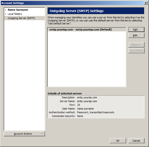 Thunderbird - 发件服务器 - 添加