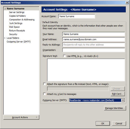 Thunderbird - 发件服务器 (SMTP)