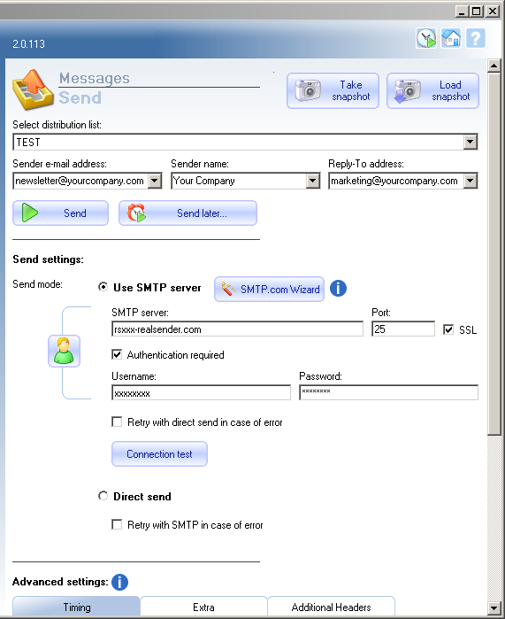 SendBlaster - 消息 - 发送